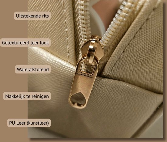 Sterke Krullen Bundel met waterafstotende PU leren toilettas, duurzaam, makkelijk te reinigen en met sterke ritssluiting.