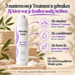 Infographic over All-in-One Treatment als masker conditioner en leave-in voor zachte gevoede krullen
