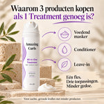 Infographic van All-in-One Treatment als voedend masker, conditioner en leave-in voor zachte krullen