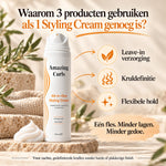 Infographic over All-in-One Styling Cream voor leave-in verzorging, kruldefinitie en flexibele fixatie