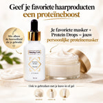 Infographic over Protein Drops voor toevoeging aan masker leave-in of gel voor krullen