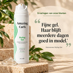 Amazing Curls Styling Gel met klantreview over langdurig behoud van model in krullend haar