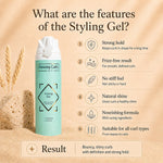 Fles Styling Gel met verzorgende formule voor glanzende, veerkrachtige krullen zonder plakkerig gevoel of pluizigheid.