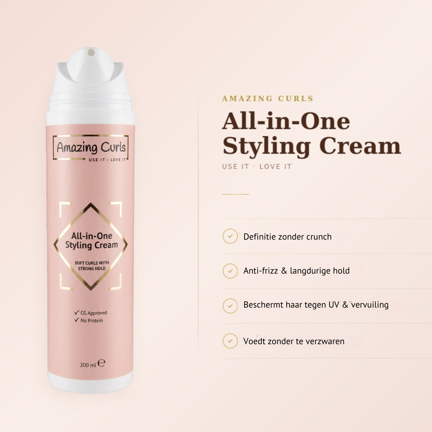 kenmerken styling cream voor krullen - langdurige hold - voedt zonder te verzwaren