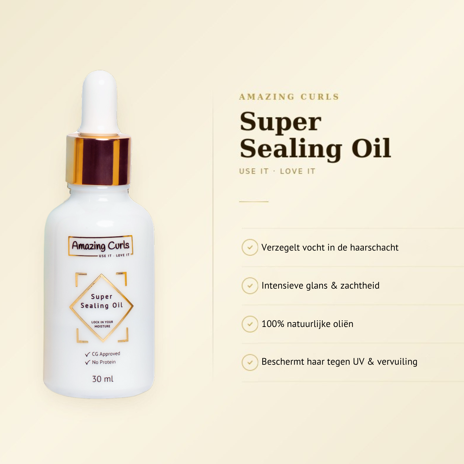 Haarolie voor krullen - kenmerken oil - 100% natuurlijke olie - CG methode