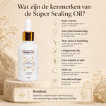 Fles Super Sealing Oil van Pluisvrije Krullen Bundel met hydraterende, anti-pluis en glansgevende werking voor alle krultypes.