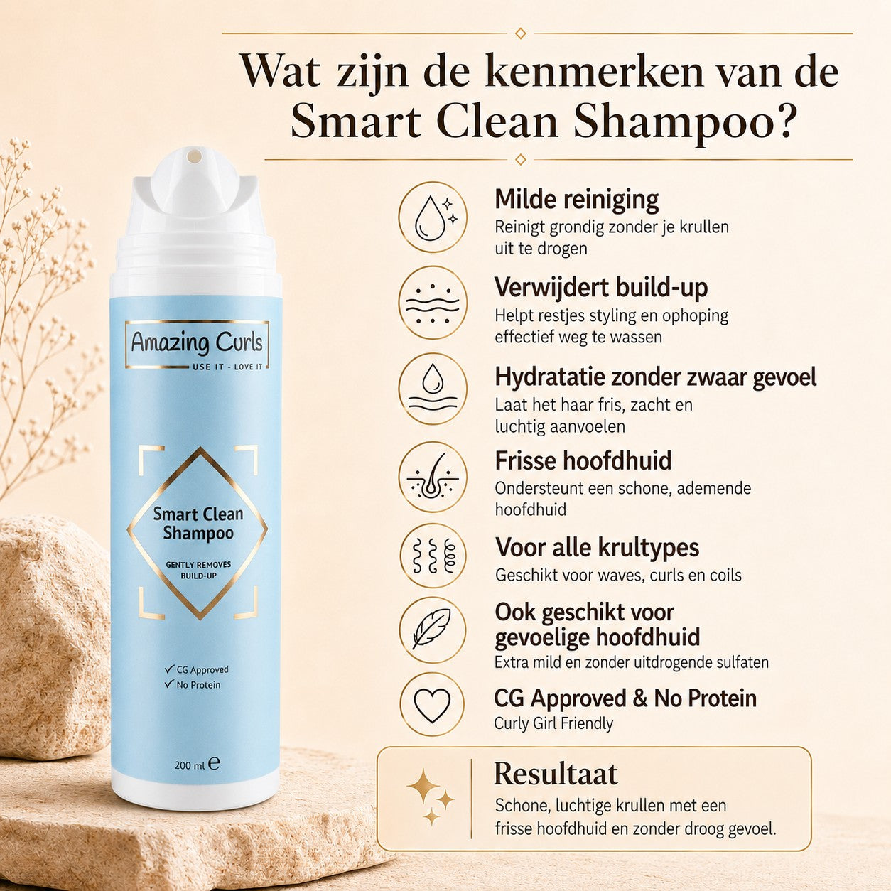 kenmerken shampoo voor krullend haar - diepe reiniging voor krullen - verfrist de hoofdhuid