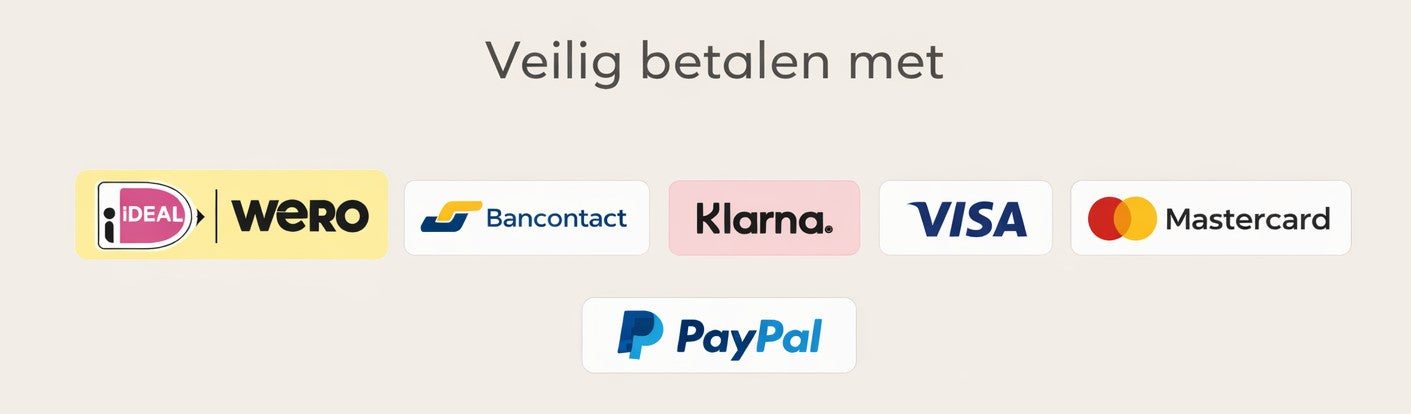 Veilig betalen met iDEAL Wero, Bancontact, Klarna, Visa, Mastercard en PayPal